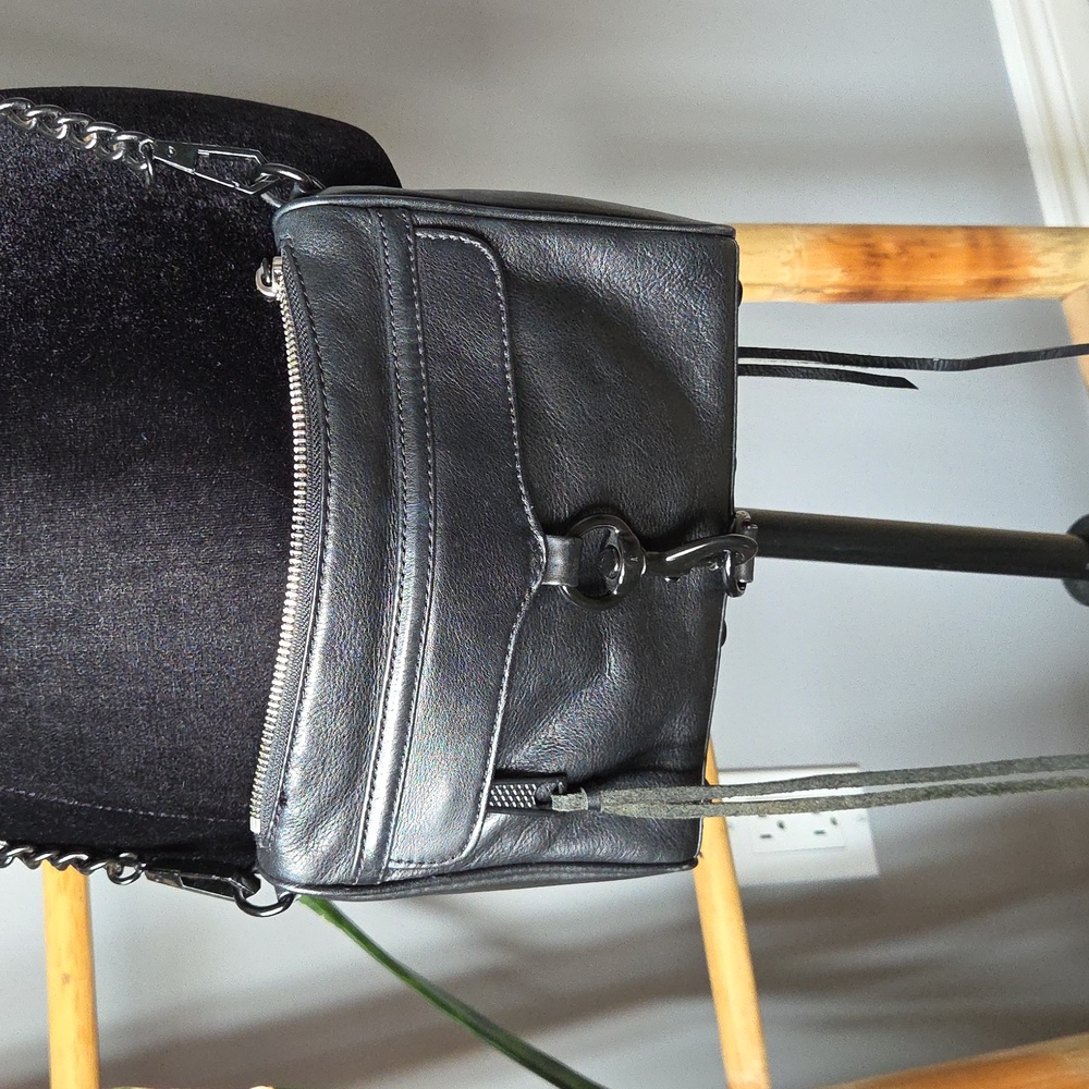 Rebecca Minkoff Mini M.A.C. Crossbody Bag Zipper Leather Black On Black